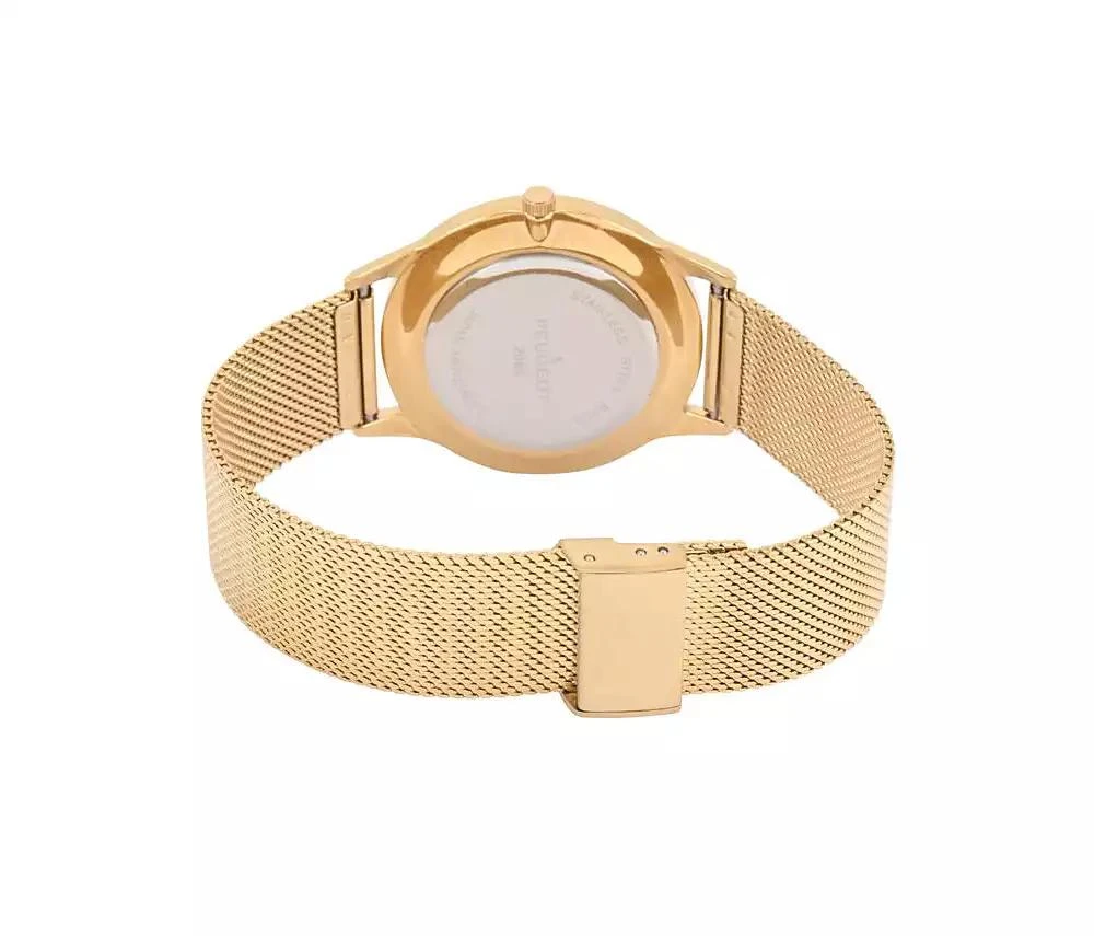 Peugeot Men's 40mm Wafer Slim Champagne Dial Gold Plated Case Watch with Mesh Band 2