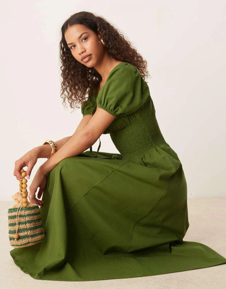asos green puff sleeve dress Baltic Born Womens Katherine Maxi Dress | Dusty Green Floral main image 0