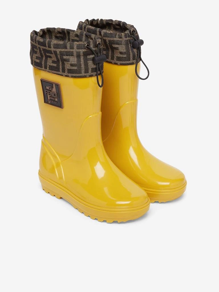 Fendi Kids Logo Rain Boots in Yellow 2