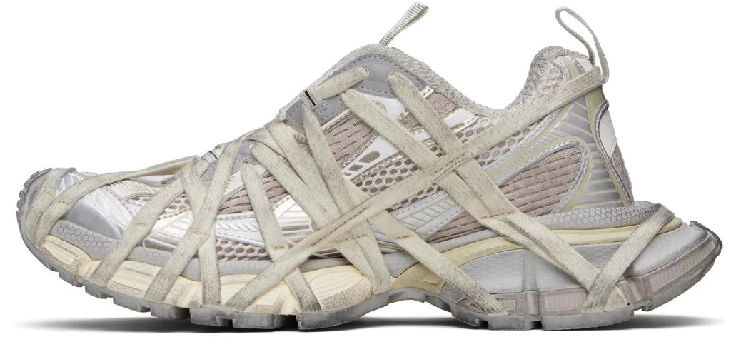 Balenciaga Gray & Off-White 3XL Fishnet Sneakers 3