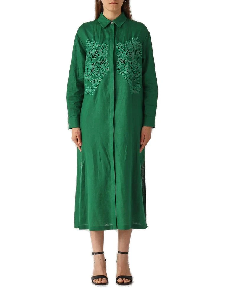 Max Mara Max Mara Studio Megaton Embroidered Long-Sleeved Midi Dress -  Dresses & Skirts - Free Shipping - BeyondStyle