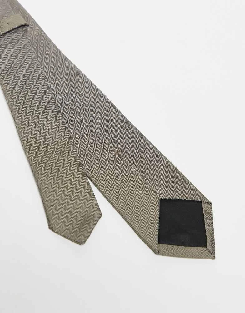 ASOS ASOS DESIGN standard tie in stone with pocket square 3