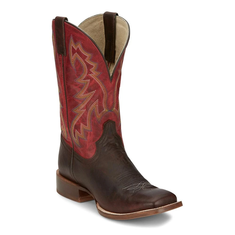 Tony Lama Luciano Embroidered Wide Square Toe Pull On Cowboy Boots 2
