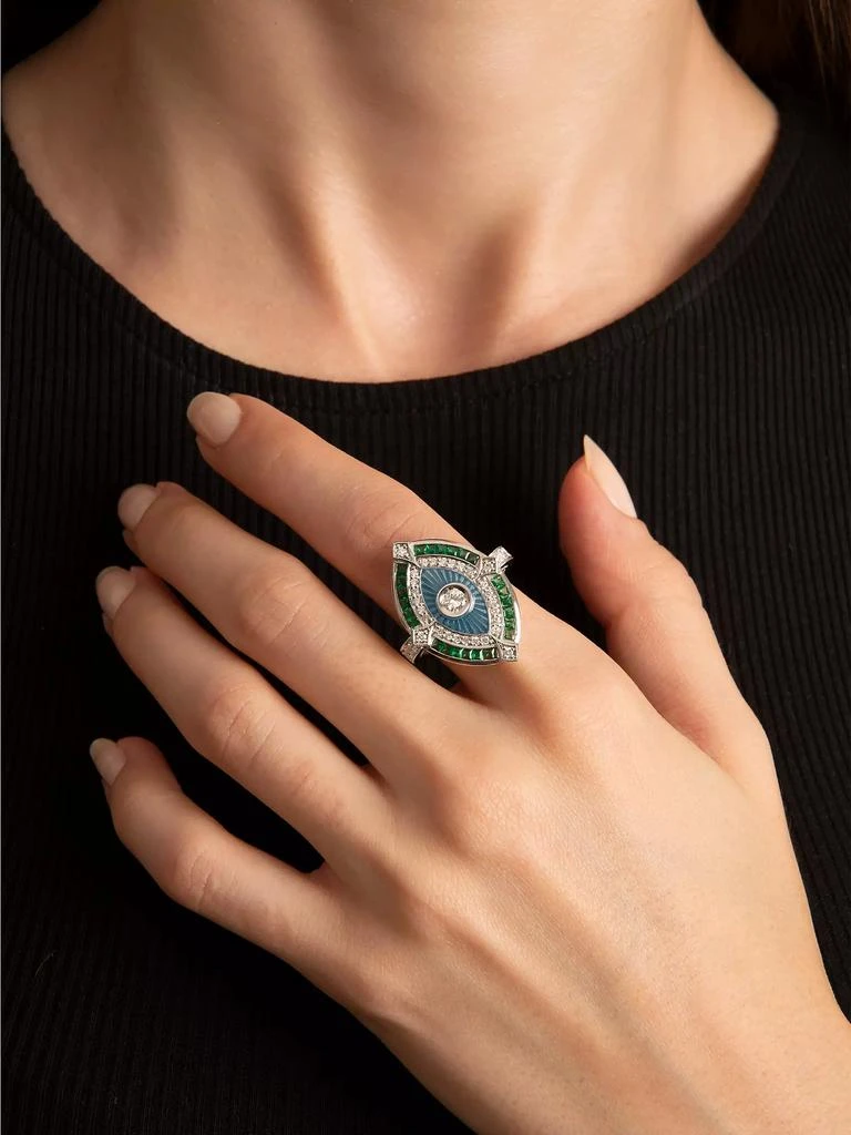 Melis Goral Guardian 14K White Gold, Diamond & Tsavorite Ring 3