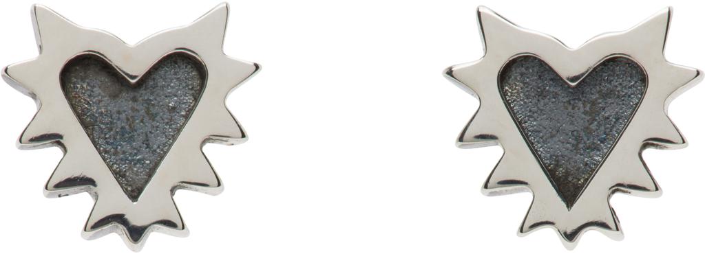 Stolen Girlfriends Club Silver Micro Spiked Heart Earrings