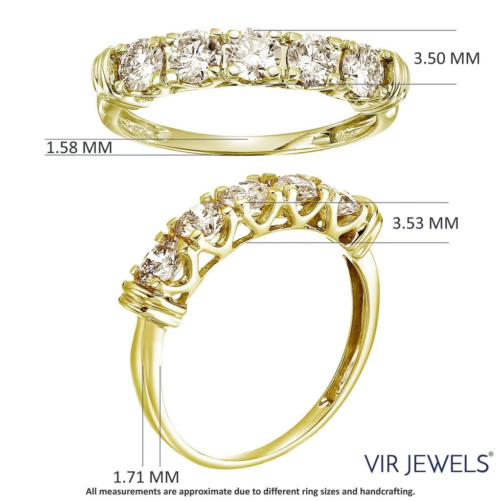 Vir Jewels 1 cttw 5 Stone Diamond Wedding Engagement Ring 14K White or Yellow Gold Round 3