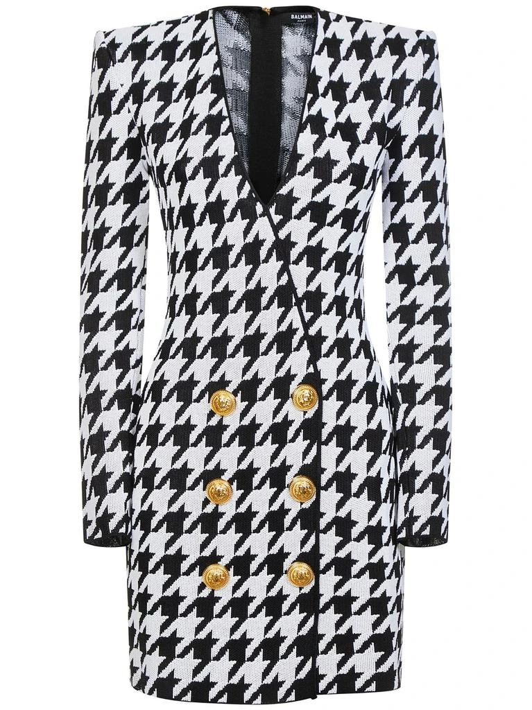 Balmain V-Neck Houndstooth-Print Mini Dress  On Sale Now with Up to 50%  Off | Discover Exclusive Deals & Savings at BeyondStyle  Authentic Balmain  apparel & accessories|adult|women|dresses|clothing with Limited-Time  Discounts, Free
