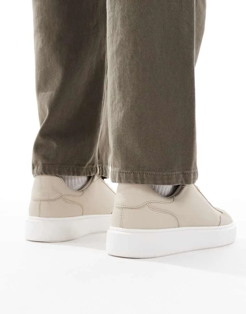 ASOS ASOS DESIGN lace up trainers in stone with white sole 3