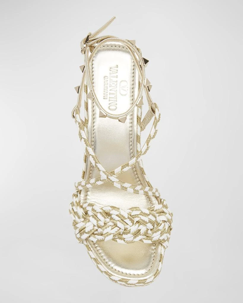 Valentino Rockstud Bicolor Metallic Wedge Espadrilles 5