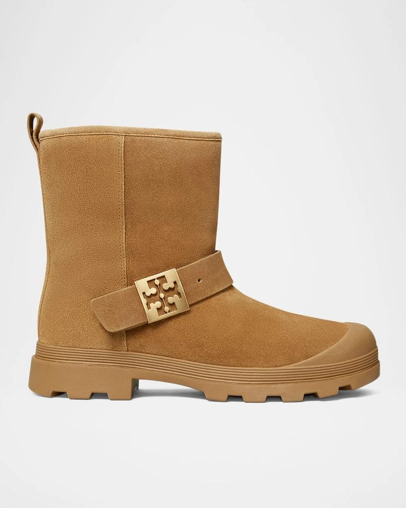 Tory Burch Mellow Suede Shearling Buckle Cozy Booties 1