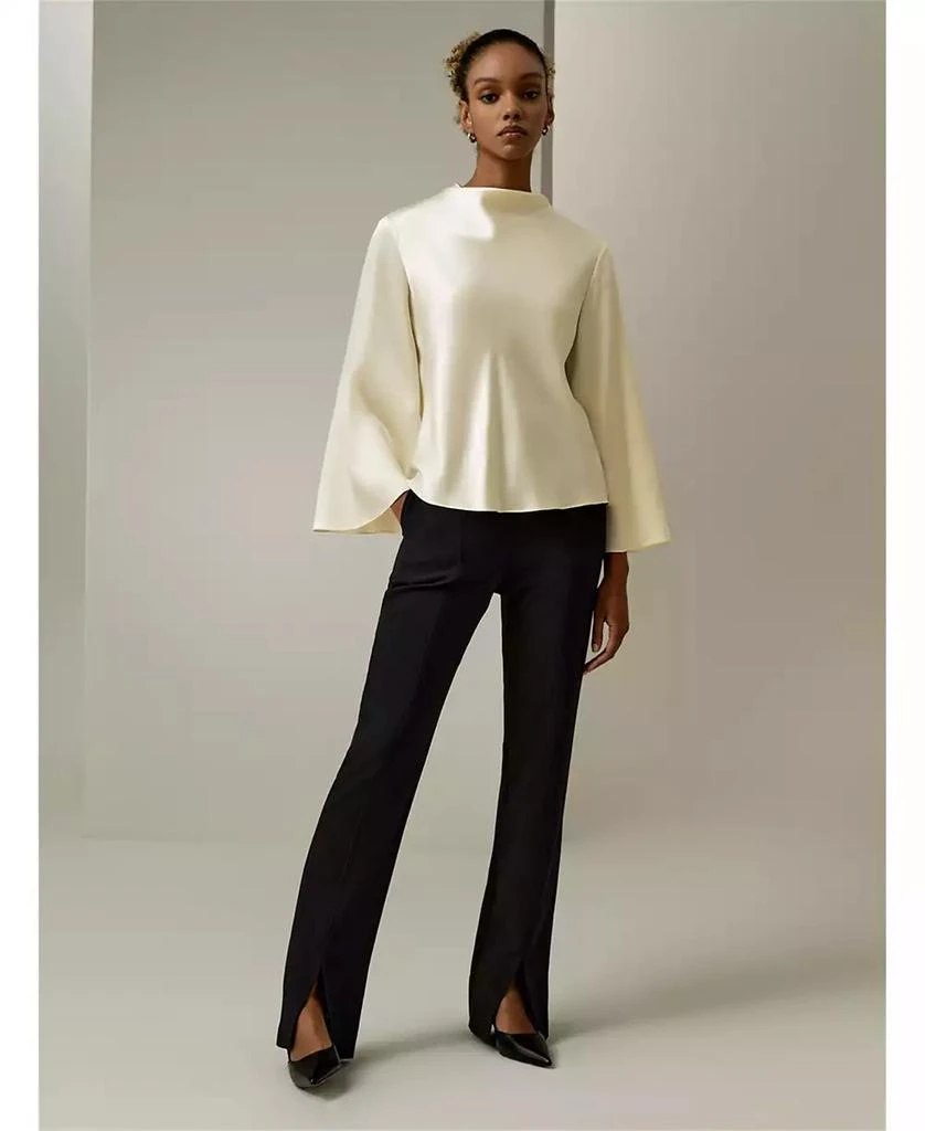 LILYSILK Women
s Bell Sleeves Minimalist Silk Top 6