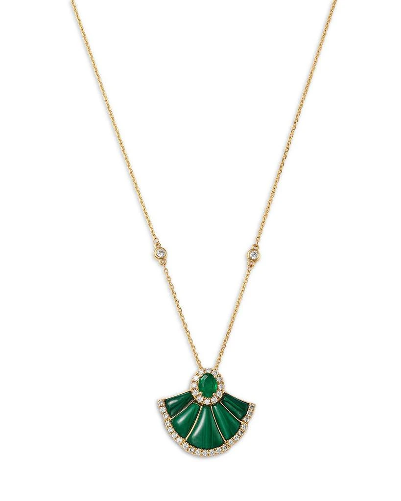 Bloomingdale
s Fine Collection Emerald, Malachite 
Diamond Pendant Necklace in 14K Yellow Gold, 18" 1