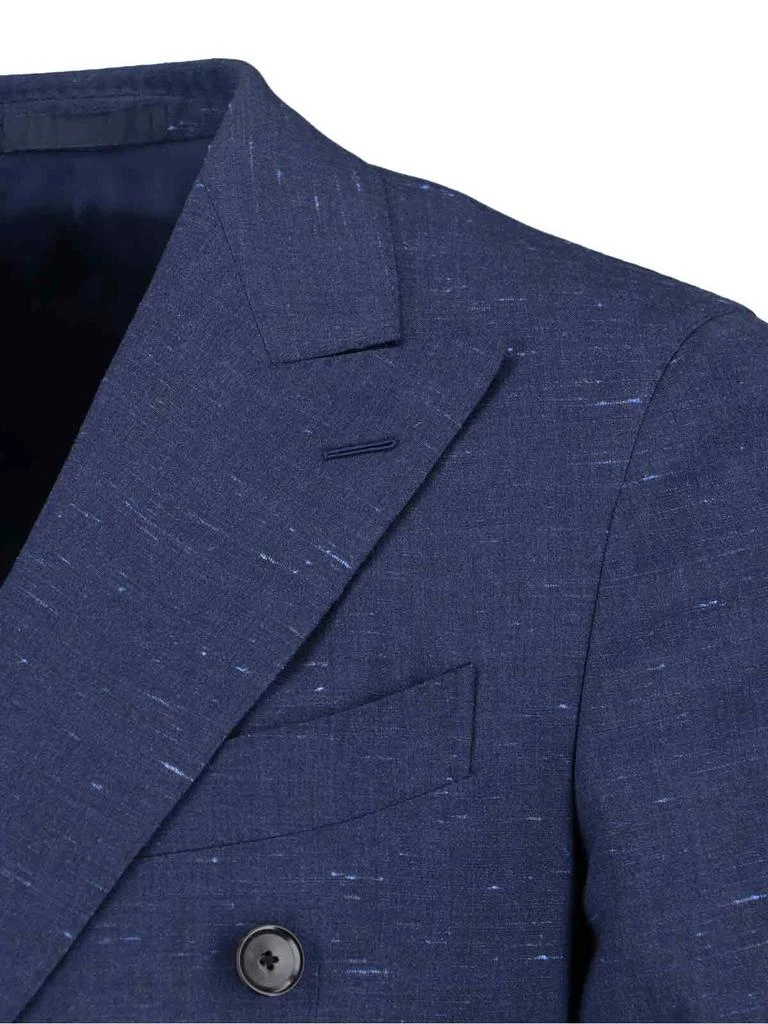 CARUSO Double-Breasted Wool And Silk Blazer, Blue 3