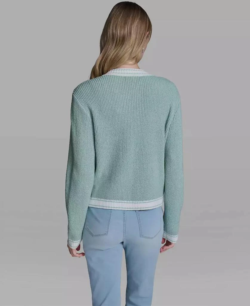 Karl Lagerfeld Paris Women
s Marled Crew Neck Cardigan Sweater 5