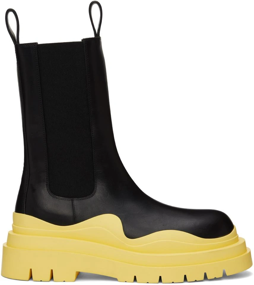 Bottega Veneta Black & Yellow Tire Chelsea Boots 1