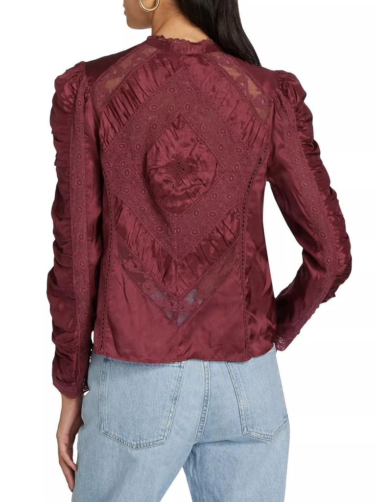LOVESHACKFANCY Isaline Ruched Lace Long-Sleeve Top 5