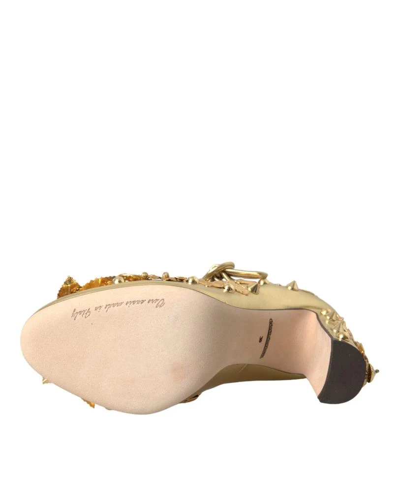 Dolce & Gabbana Dolce & Gabbana Gold Leather Crystal Mary Janes Pumps Shoes 6