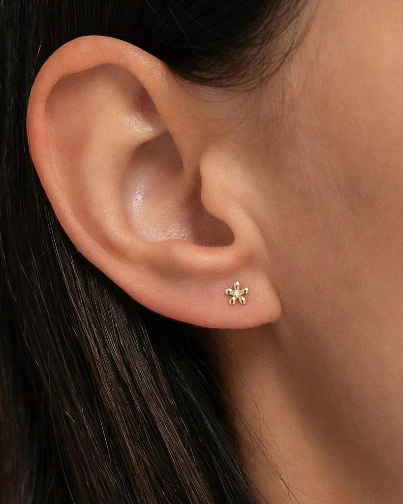 Zoe Lev 14K Yellow Gold Tiny Diamond Flower Stud Earrings 3