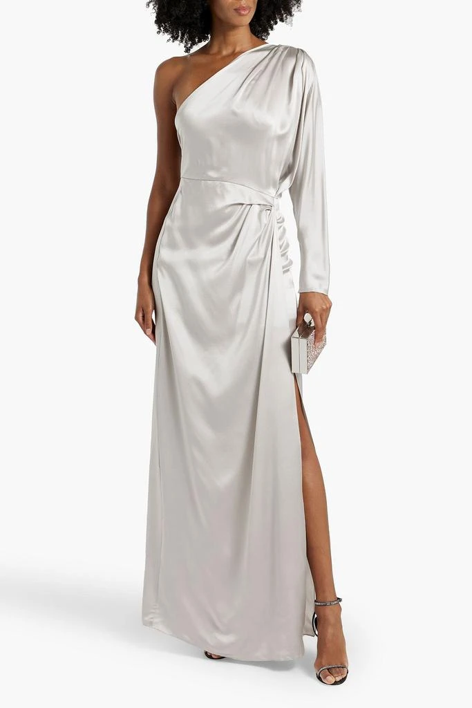 Michelle Mason One-shoulder draped silk-satin maxi dress 2