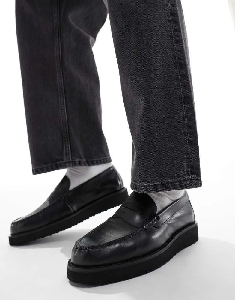 ASOS ASOS DESIGN penny loafer in black leather 1