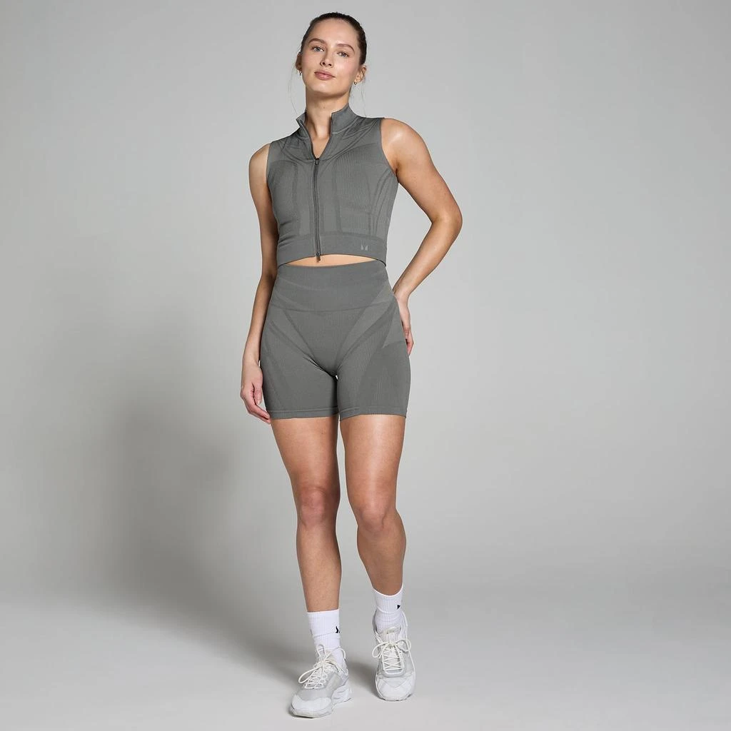 Myprotein MP Women's Tempo Ultra Geometric Seamless Zip Tank Top - Carbon 4