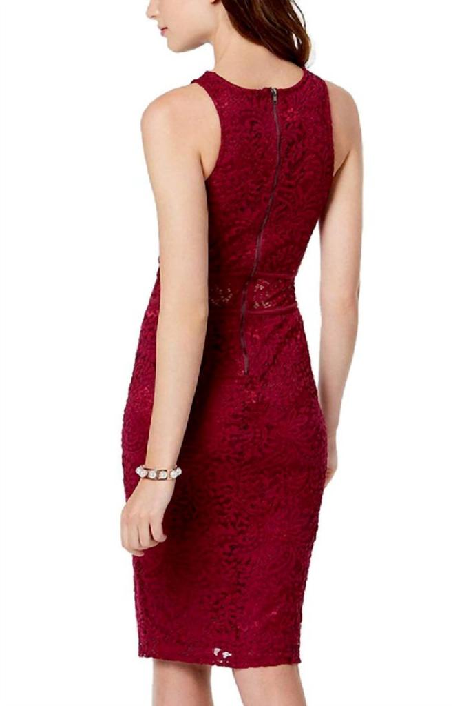 Material Girl Material Girl - Raspberry Radiance Lace Halter Juniors Bodycon Dress