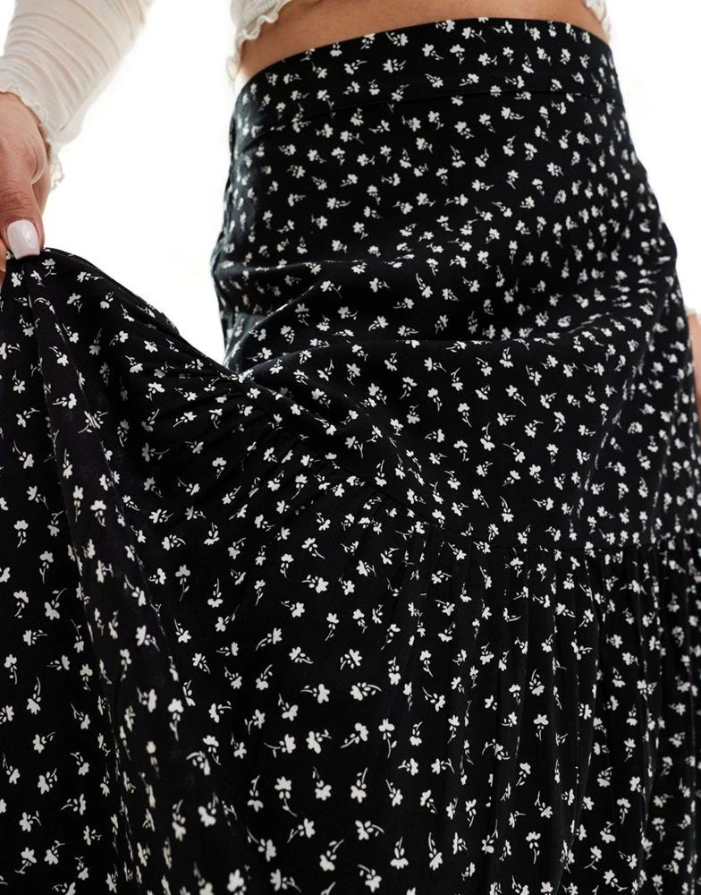 Monki Monki tiered maxi skirt in black meadow floral 2