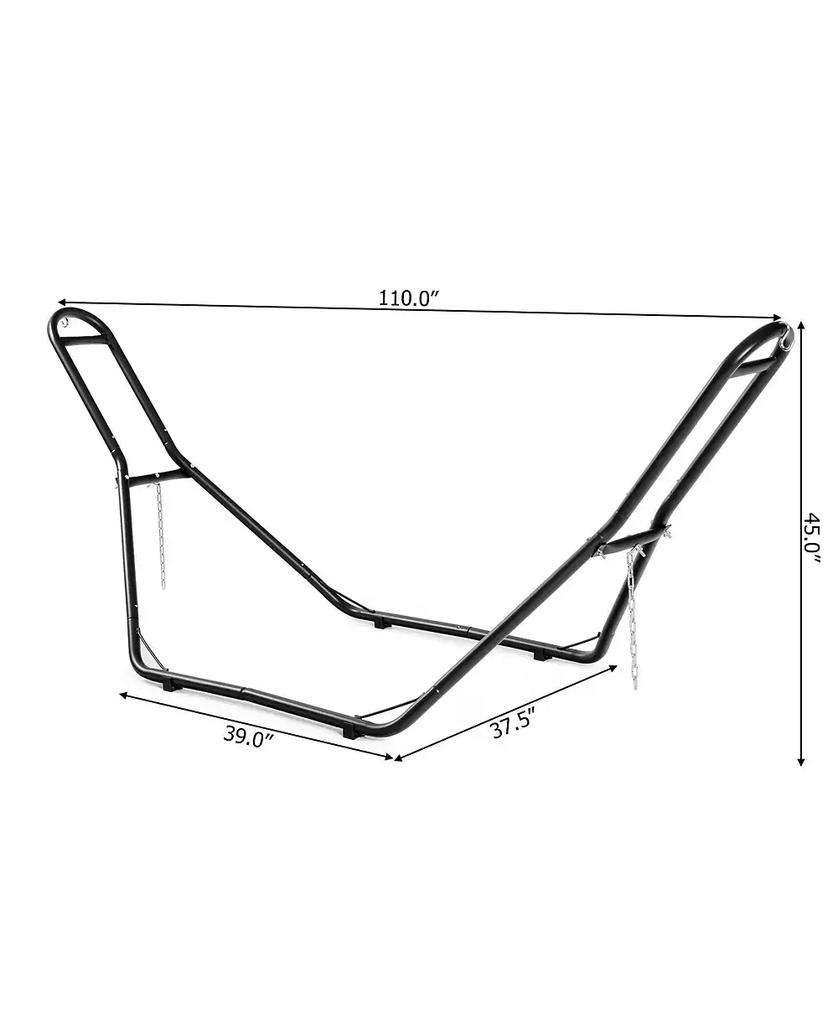 Gymax Hammock Stand Heavy Duty Steel Frame Hanging Hooks Indoor Outdoor