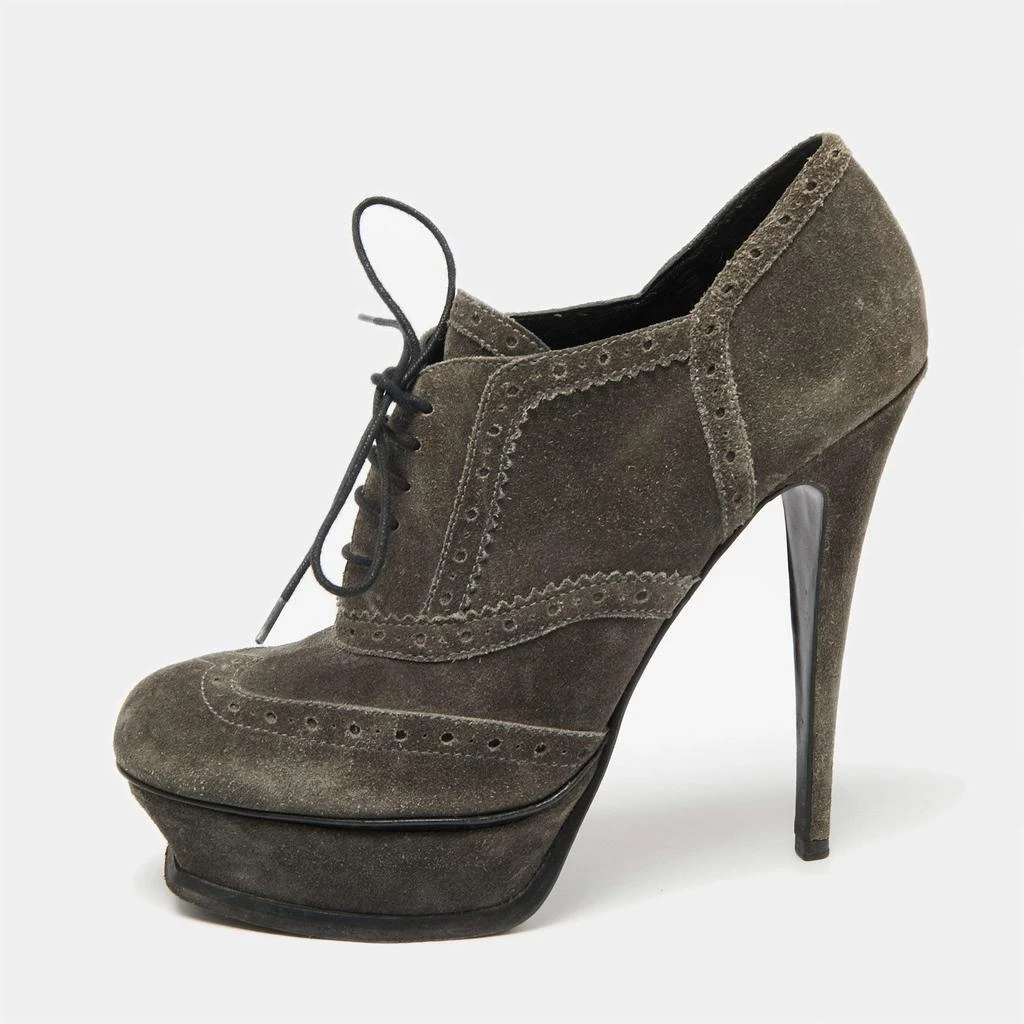 Yves Saint Laurent Yves Saint Laurent Grey Suede Janis Booties Size 39.5 1