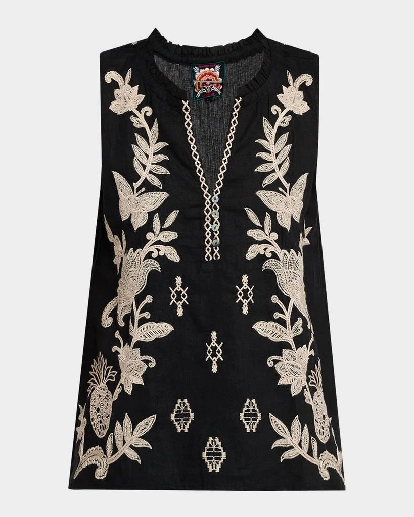 Johnny Was Orla Floral-Embroidered Linen Tank 1