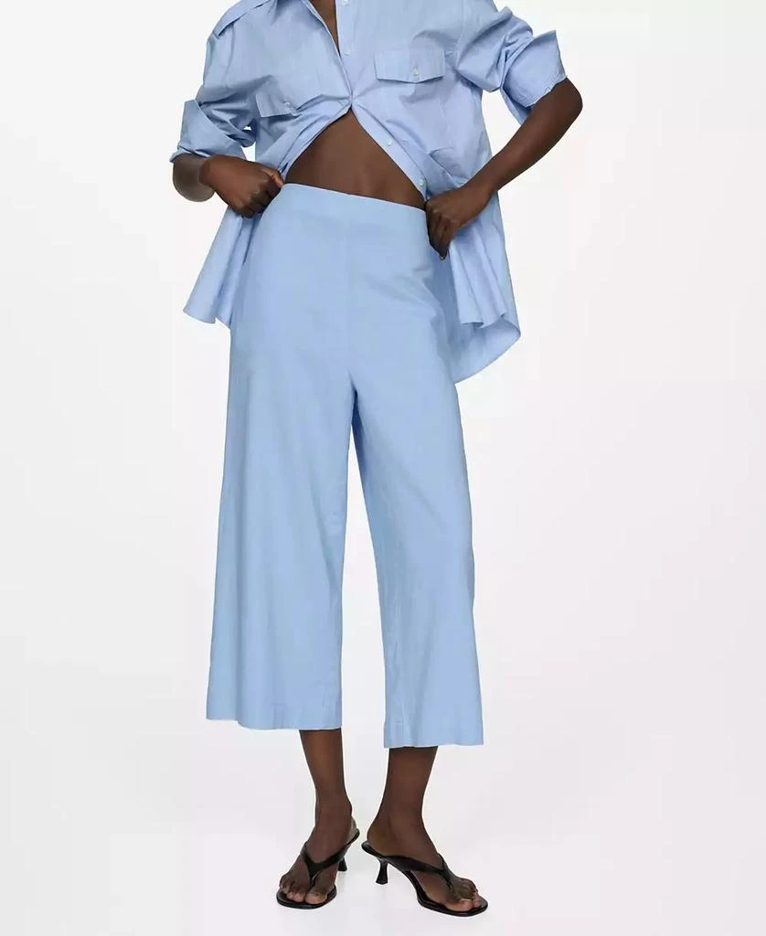 Mango Women's Wide Leg Linen Pants 1