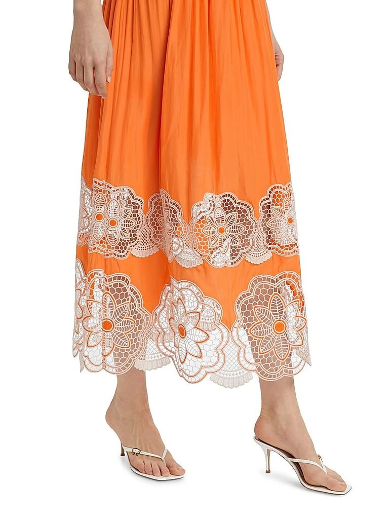 Ramy Brook Milani Strapless Floral Lace Midi-Dress 6
