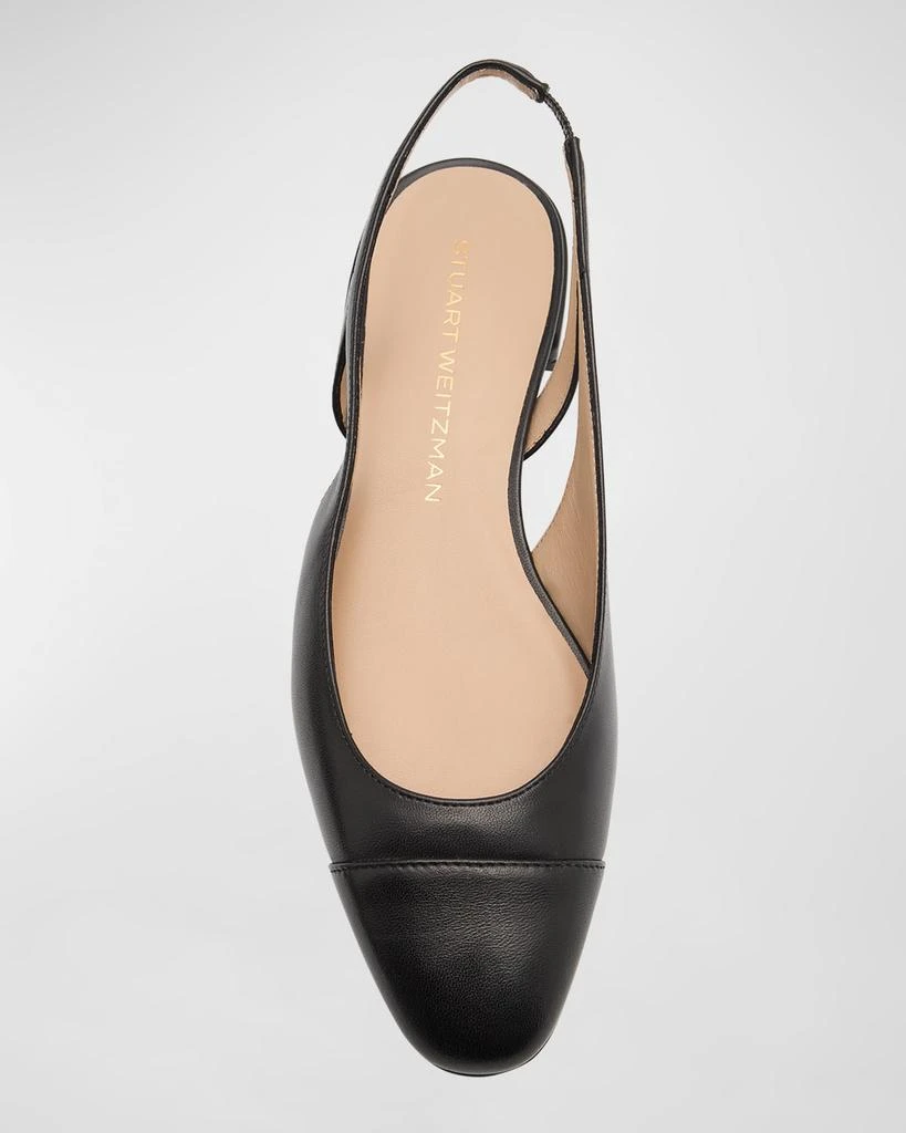 Stuart Weitzman Sleek Leather Slingback Ballerina Flats 5