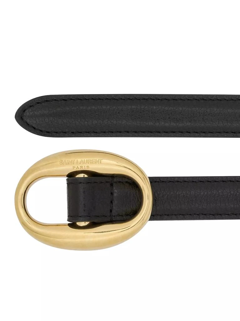 Yves Saint Laurent Oval Buckle Thin Belt in Smooth Leather 4
