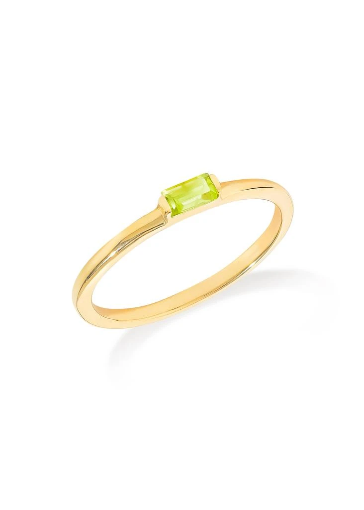 Tiramisu 14K Gold Plated Over 925 Sterling Silver Baguette Blush Peridot Ring