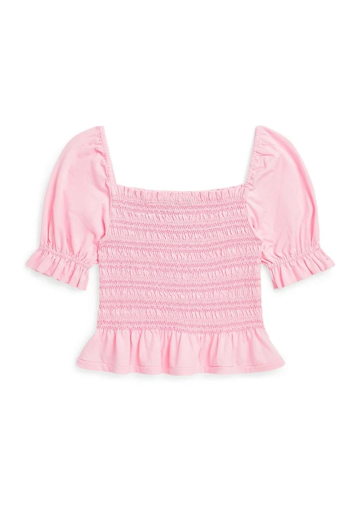 Ralph Lauren Girls 7-16 Smocked Cotton Jersey Peplum Top 2