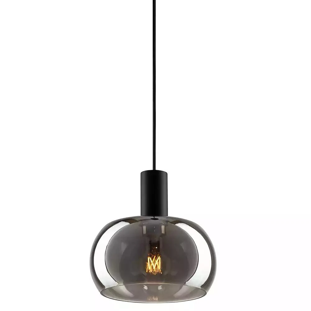 Possini Euro Design Rorie 8 1/2" Modern Pendant Ceiling Light Fixture Dining Room Over Table Kitchen Island Black Smoke Glass Mini 3