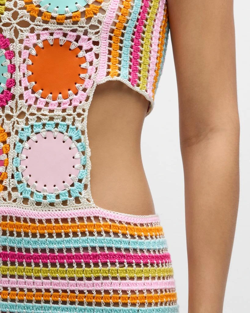 My Beachy Side Hand Crochet Mini Dress with Faux Leather Scoop Motifs 5