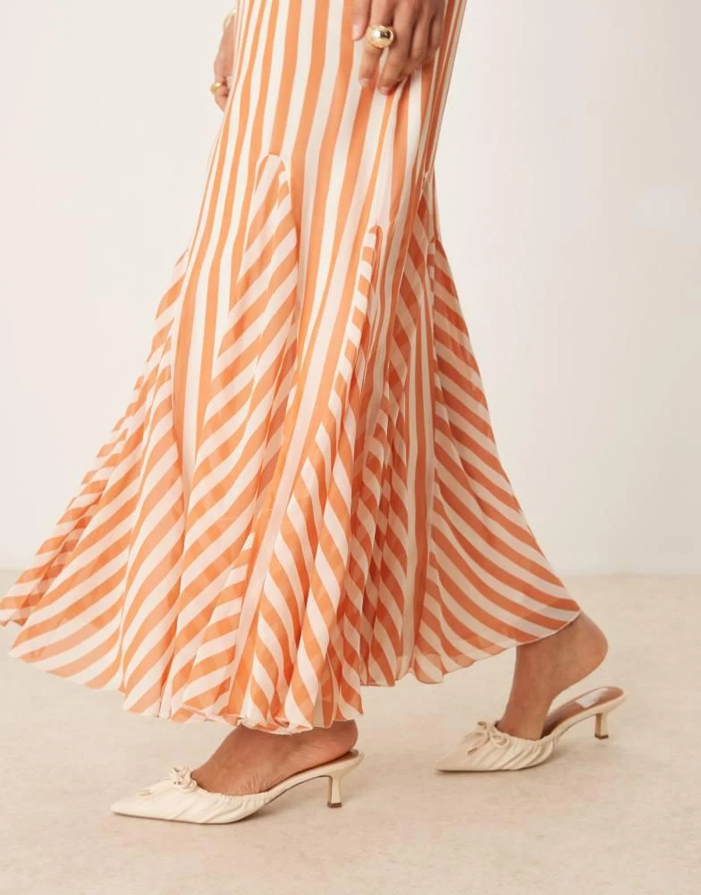 ASOS ASOS DESIGN spliced stripe cami maxi dress with godets in rust stripe 4