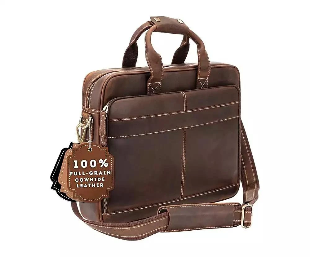 Luxorro Slim Leather Briefcase - Sleek 
Elegant - Perfect for Daily Usage