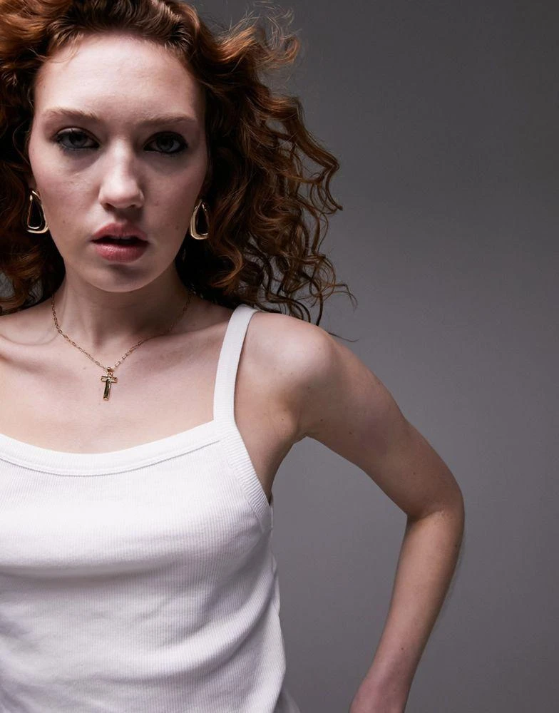 Topshop Topshop rib vest in white 1