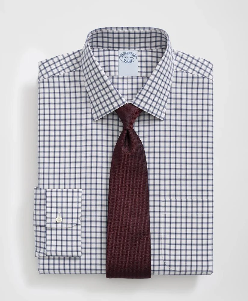 Brooks Brothers Stretch Supima® Cotton Non-Iron Pinpoint Oxford Ainsley Collar, Ticking Check Dress Shirt 1