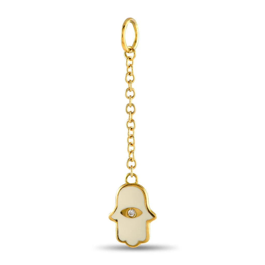 Aaron Basha 18K Yellow Gold Diamond and Enamel Hamsa Charm Pendant AB15-111524 1