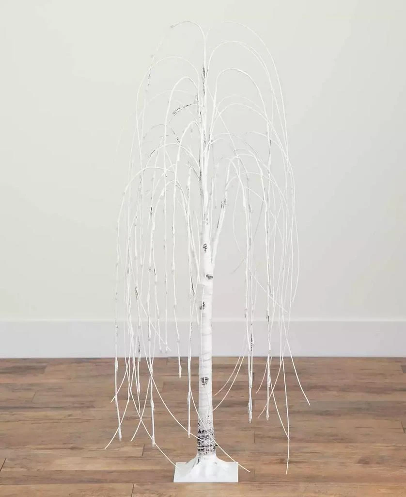 NEARLY NATURAL 4ft. Pre-Lit Artificial White Weeping Willow Tree with 120 Warm White LED Lights 8