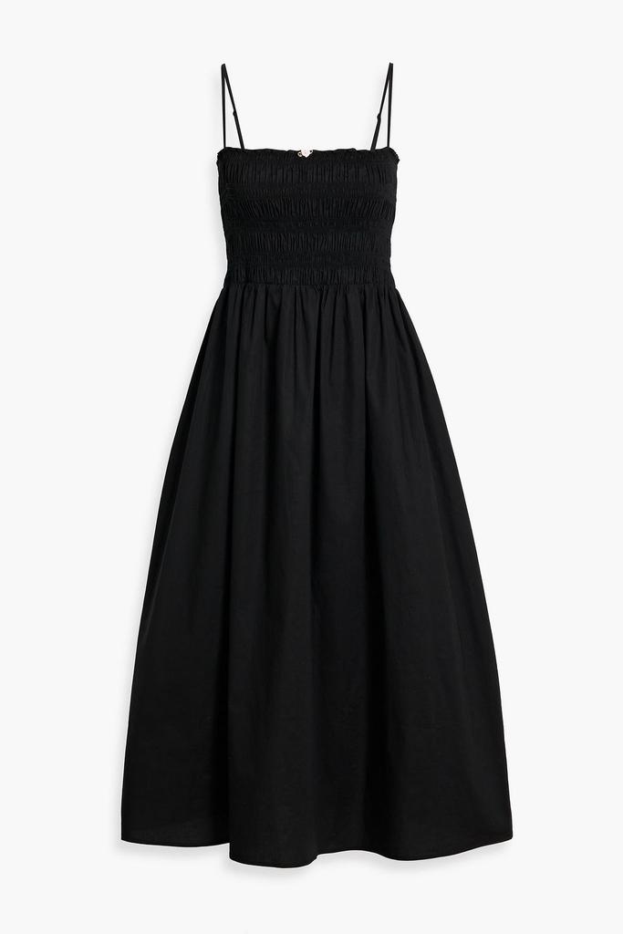 HVN Lucy shirred cotton-blend poplin midi dress