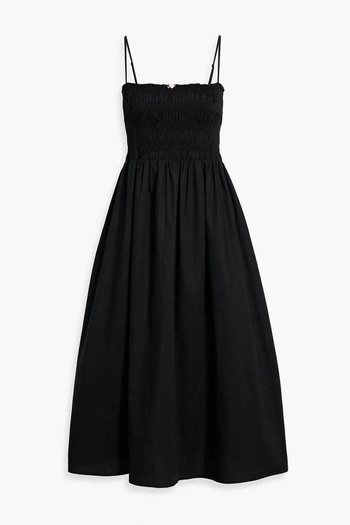 HVN Lucy shirred cotton-blend poplin midi dress 1