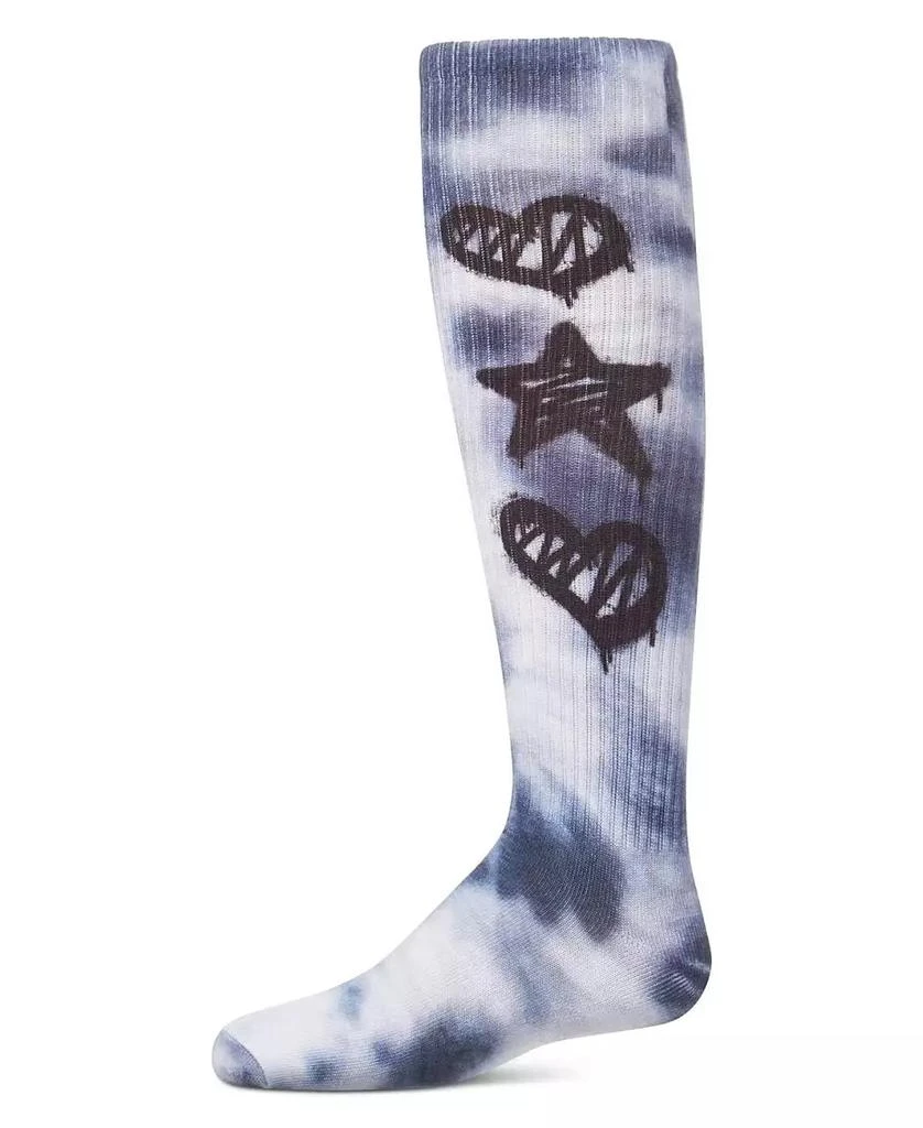 Memoi Big Girls Tie Dye Graffiti Shapes Knee High Socks