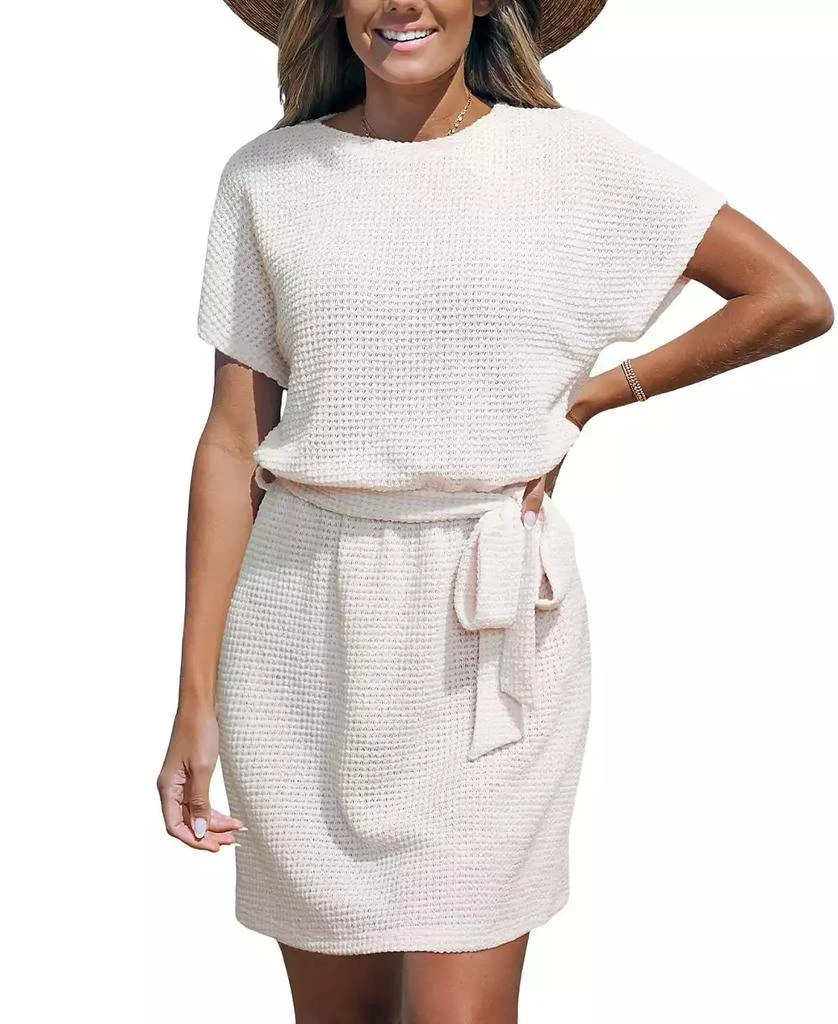 Cupshe Women
s Barefoot Walk White Cover-Up Mini Beach Dress