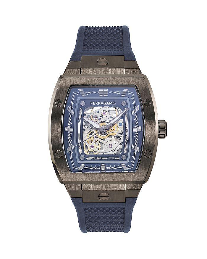 Ferragamo F-80 Tonneau Skeleton Watch, 42mm