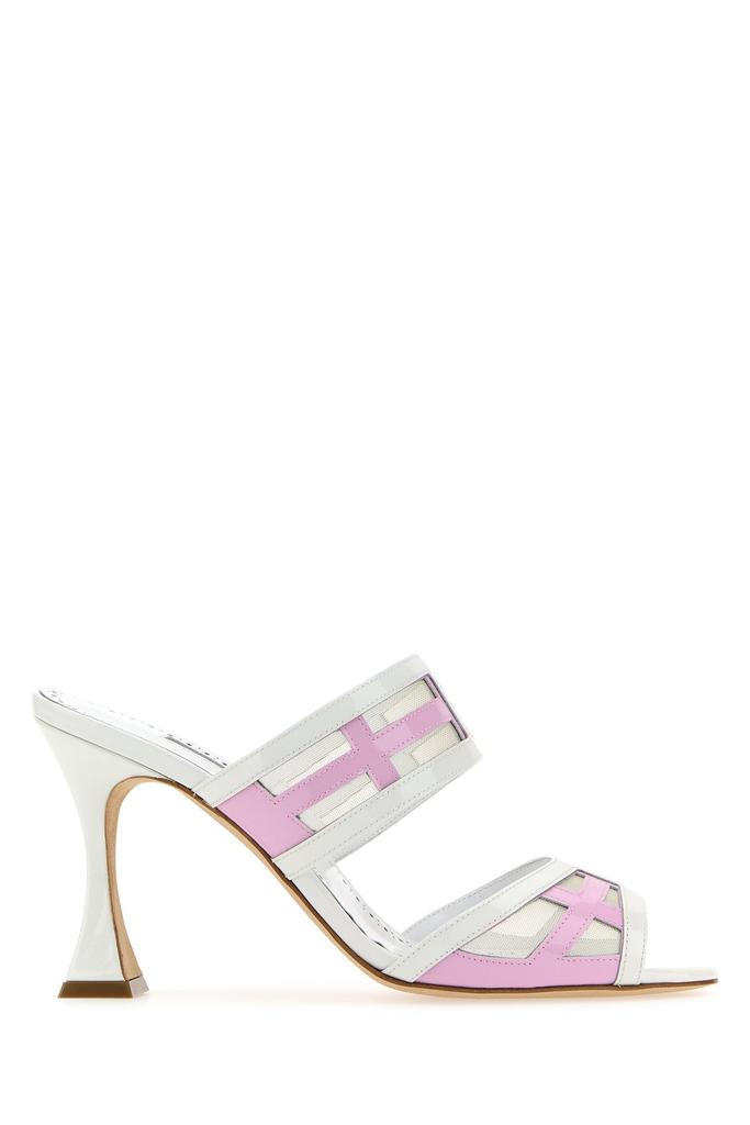 サンダル・ミュール Manolo Blahnik Two-tone leather and mesh Avespamu mules Manolo Blahnik Two-tone leather and mesh Avespamu mules